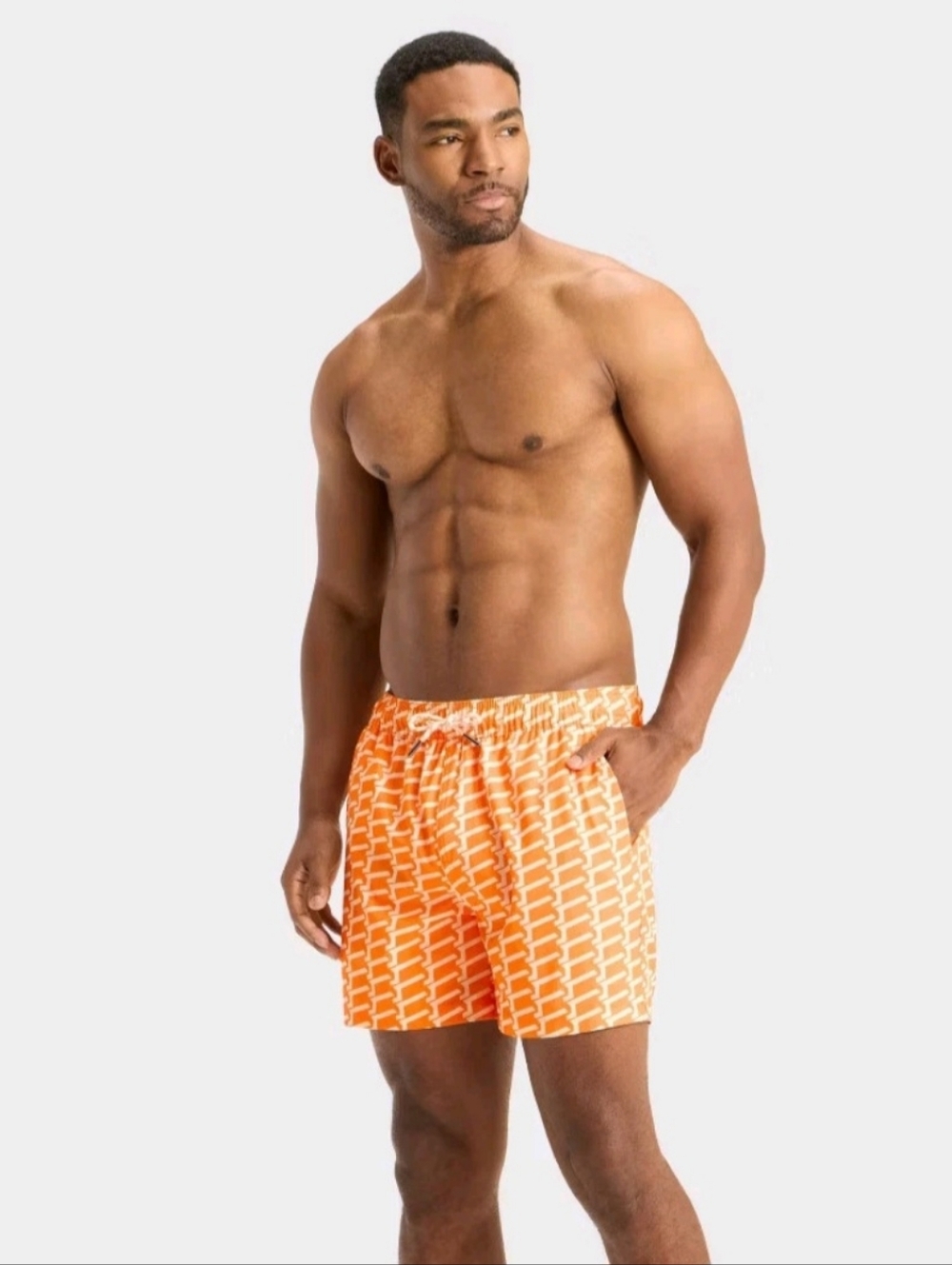 Goodfellow & Co Men's 5" Swim Trunks with Boxer Brief Liner, XL - Orange - Picture 3 of 9